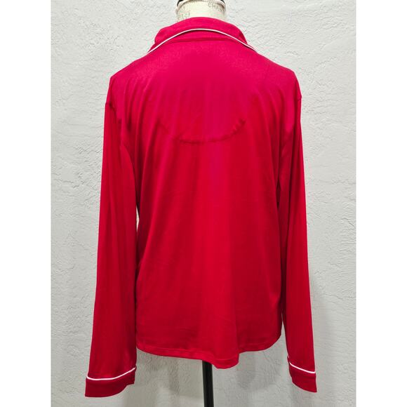Kate Spade Red " All Dolled Up " Front Pocket Long Sleeve Soft Pajama Shirt Top - Picture 2 of 8